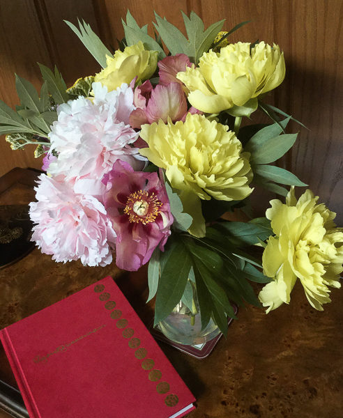 Knitters Almanac, peonies